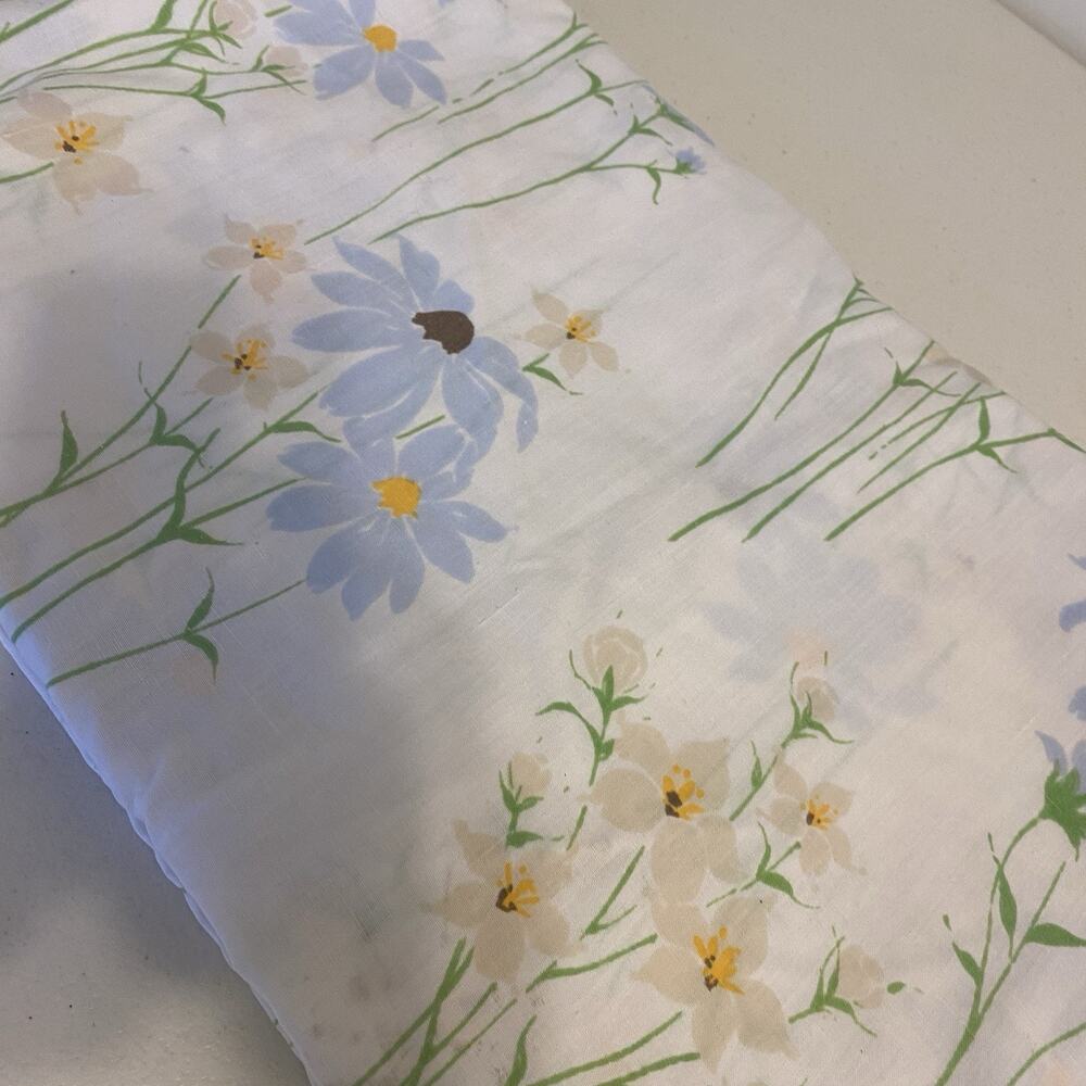 VTG Cotton Blend Full Size Flat Sheet Floral Cottagecore Home Collection 84x90” - Picture 5 of 7
